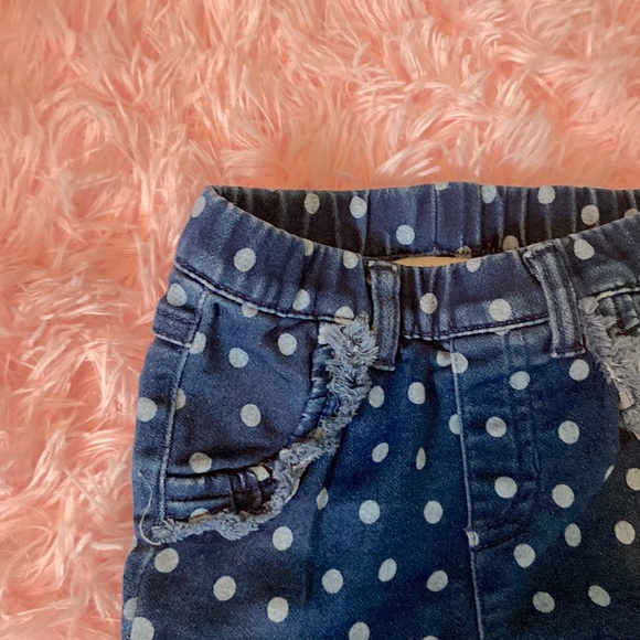 Cat & Jack jeans. Color: Blue Jeans w/ White Polka Dots. Size: 0-3 month. - Picture 4 of 5